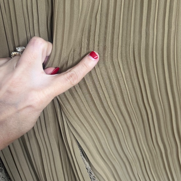 Vtg Paris Dreams Tan Stretchy Pleated Sequin Cottage Prairie Skirt Sz XL - Picture 6 of 16